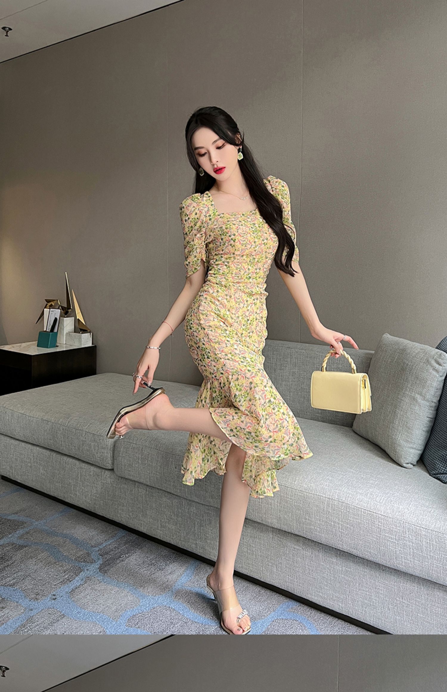 C3773 1910K VÁY ĐẦM LIỀN THÂN DÁNG DÀI NỮ RUUREAG MÙA HÈ PHỤC CỔ CỔ ĐIỂN HỌA TIẾT HOA THỜI TRANG NỮ VẢI VOAN G05 SẢN PHẨM MỚI