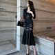 European station high-cold royal sister-style fishtail long skirt winter high-end small suit two-piece suit dress female