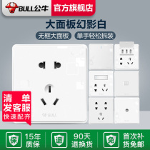 Bull Socket Switch White G18 Open Single Control Dual Control USB Five Holes 10A Network Cable TV Air Conditioning 16A Concealed
