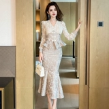 Весенний комплект, в стиле Шанель, китайский стиль, рыбий хвост