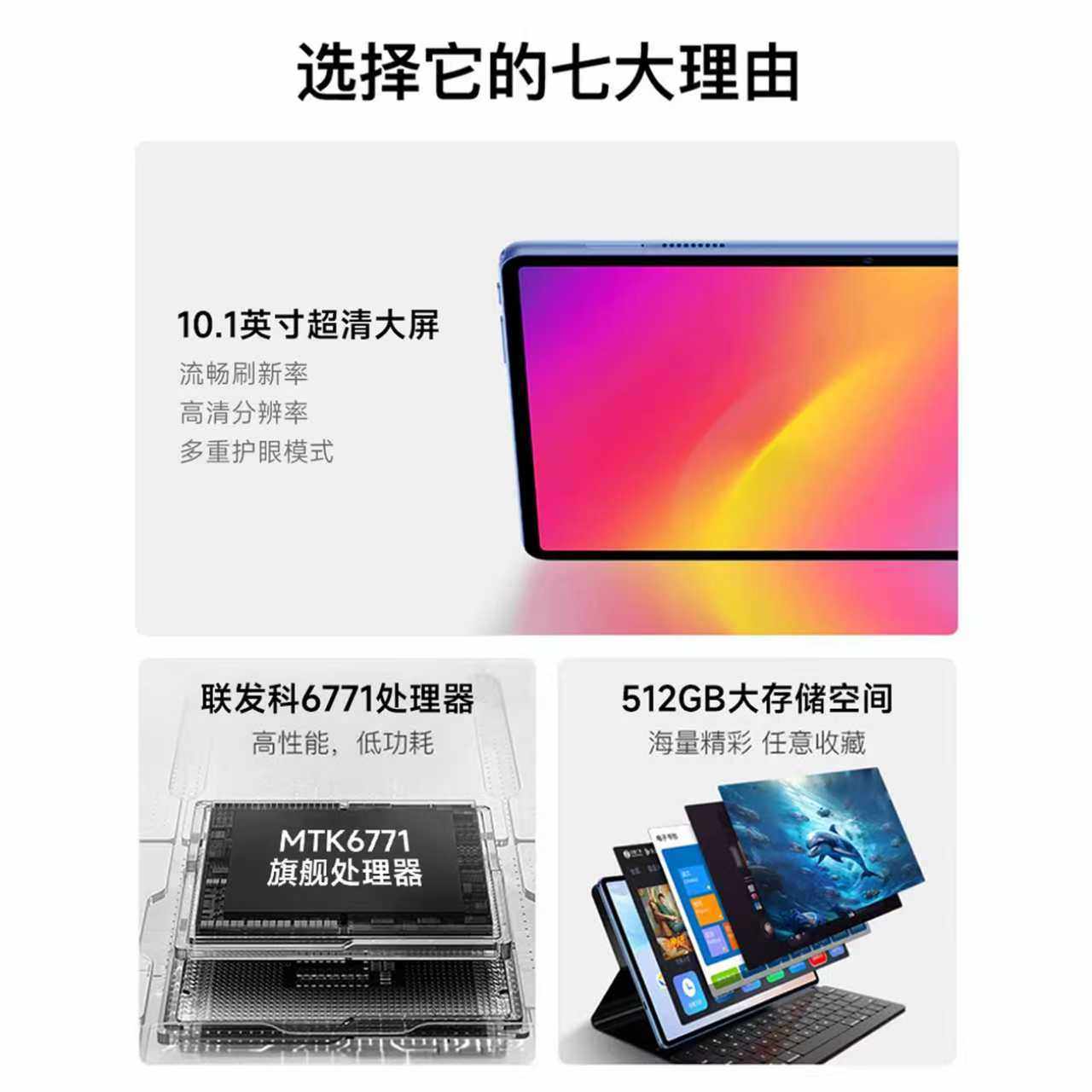 [Official Genuine Product] 2026 New 10-Inch Full-Screen Eye Protection Tablet 5g Eye Protection Pad Full Network Compatibility Office and Entertainment 2-in-1 Student Online Class Android Learning Device Flagship Store