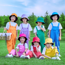 Sixty-one boys and girls candy colored overalls trousers suit dopamine chorus cheerleading dance performance class uniform
