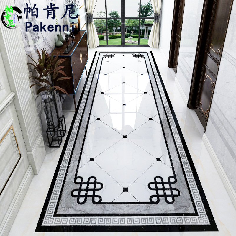 0.8 meters wide corridor aisle mosaic floor tile 800x800 mosaic tile into the entrance waterjet puzzle renderings