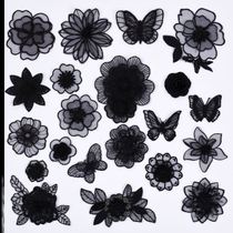 Clothes stickers Trend pattern Self-adhesive black lace flower pattern Eugen gauze stickers Down jacket clothes patches