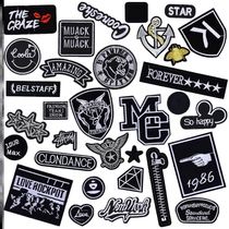 Clothes stickers trend pattern Black embroidery badge cloth stickers Down jacket clothes patch stickers Jeans decoration broken
