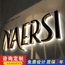 Stainless steel back luminous character door sign outdoor billboard production wood grain character mini acrylic light box customization