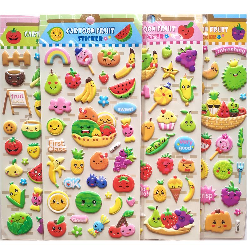 Baby fruit expression stickers children's early education stickers reward kindergarten puzzle vegetables stickers boys and girls bubbles