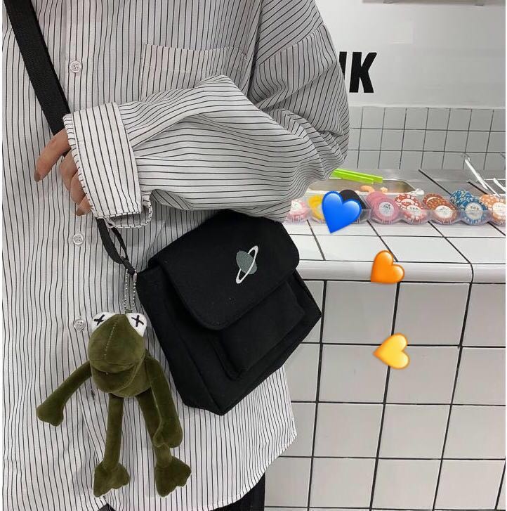 South Korea Ins Single-shoulder obliquely satchel men's day department Chaoyuan Cebu street racket Tooling Canvas Small Bag 100 Lapped Embroidery Mailbag