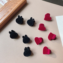Velvet bangs clip love suede small clip childrens bangs clip forehead clip Korean ins side bb clip