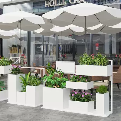 Outdoor wrought iron box combination flower pool flower slot partition flower bed rectangular sample house display center Greening outer fence living room