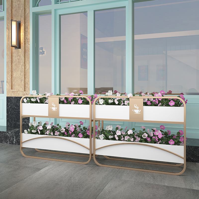 Outdoor Wrought iron flower box Pedestrian street Office sample house Display center Square flower trough Indoor shopping mall cafe Flower bed partition