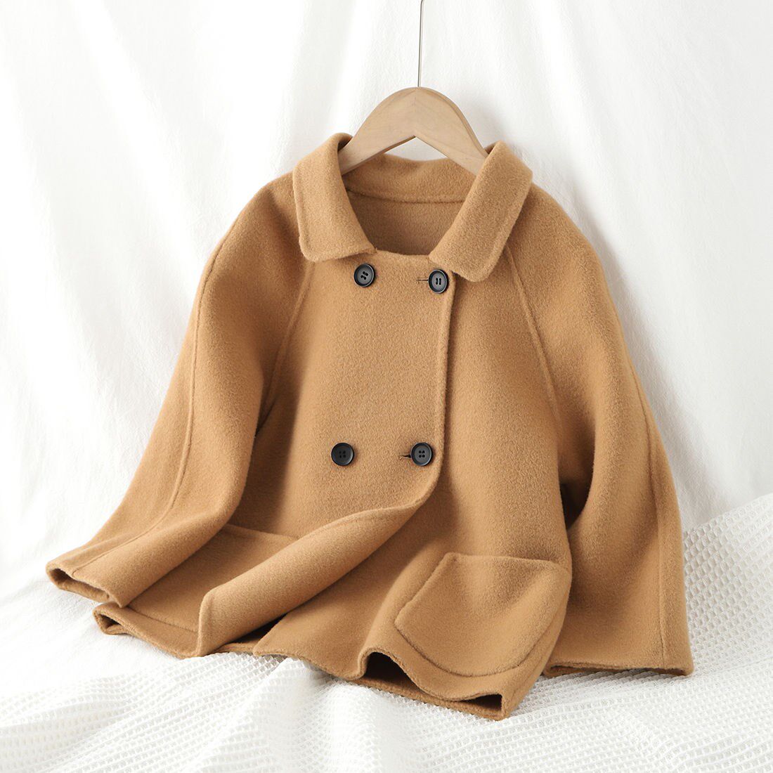 Child bifacial cashmere big coat autumn winter clothing 2021 new boy girl gross hoody jacket baby fashion windfall