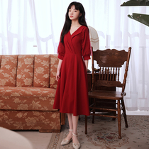 Toast to the bride 2022 new summer wine red back to the door conspicuy wedding small gown can normally be worn with dress