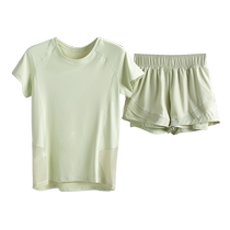 Quick-drying running sports suit for women badminton fitness professional training mesh breathable T-shirt summer yoga wear short sleeves