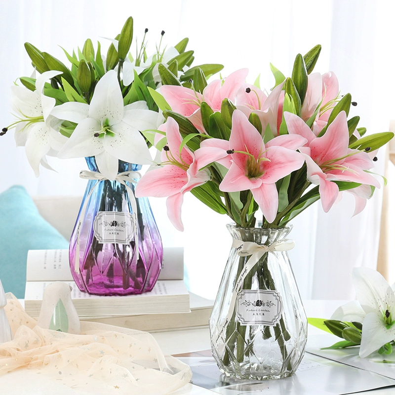 Lily mô phỏng hoa duy nhất cảm thấy bó hoa lụa phòng khách nhà để bàn TV tủ trang trí hoa giả trang trí hoa - Hoa nhân tạo / Cây / Trái cây