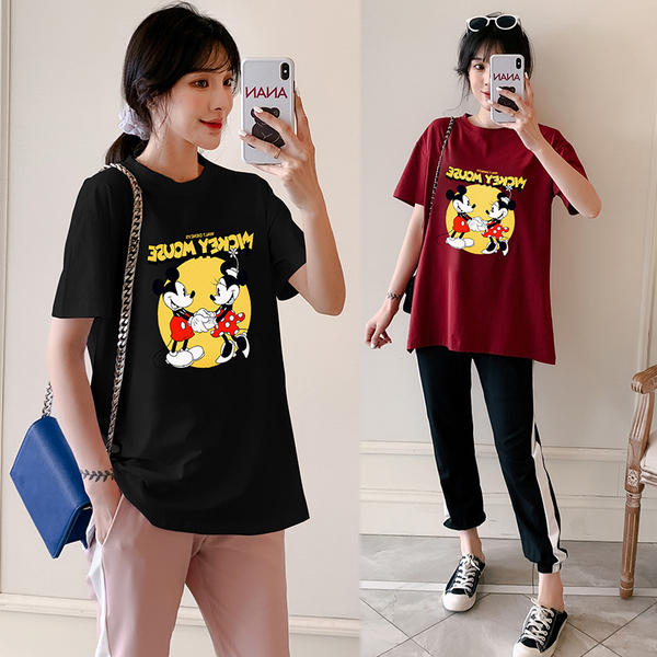 Maternity dress Summer clothing jacket T-shirt suit Summer loose short sleeve T-shirt with long version 2020 new two sets damp