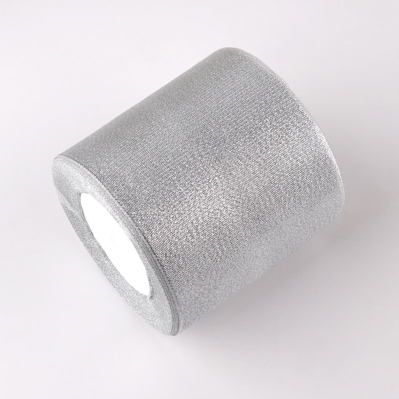 10Cm Wide, 22M Long (Silver)decorate Golden onion Material Science DIY Cake box a birthday present decorate Silk ribbon bow Silver Ribbon Enclosure Ornament belt