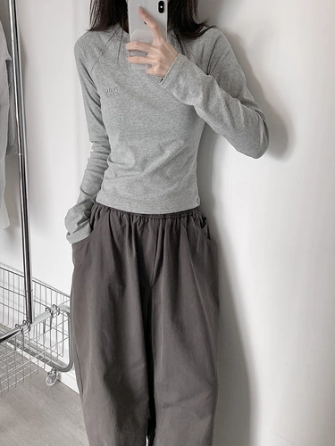 Лонгслив, рубашка, США, с вышивкой, осенний