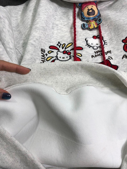 可爱kitty小猫刺绣连帽卫衣女春秋冬2025新款韩系慵懒风上衣外套