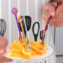 Fruit fork Stainless steel creative moon cake dessert fork Household fruit sign fruit snack fork set