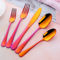 Stainless steel knife fork and spoon set Steak knife main meal spoon Main meal fork Dessert spoon Western restaurant tableware set 5-piece set