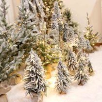 Christmas snow PE flocking mini Cedar Christmas tree ornaments mall window festival scene decoration bonsai tree