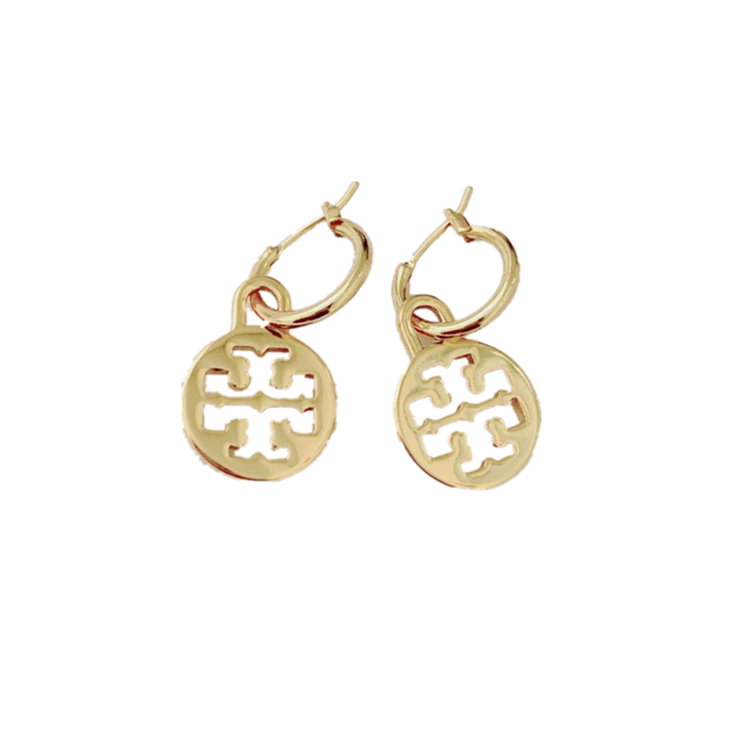 European and American style jewelry fashion all-match real gold plated personality hollow logo simple temperament earrings earrings