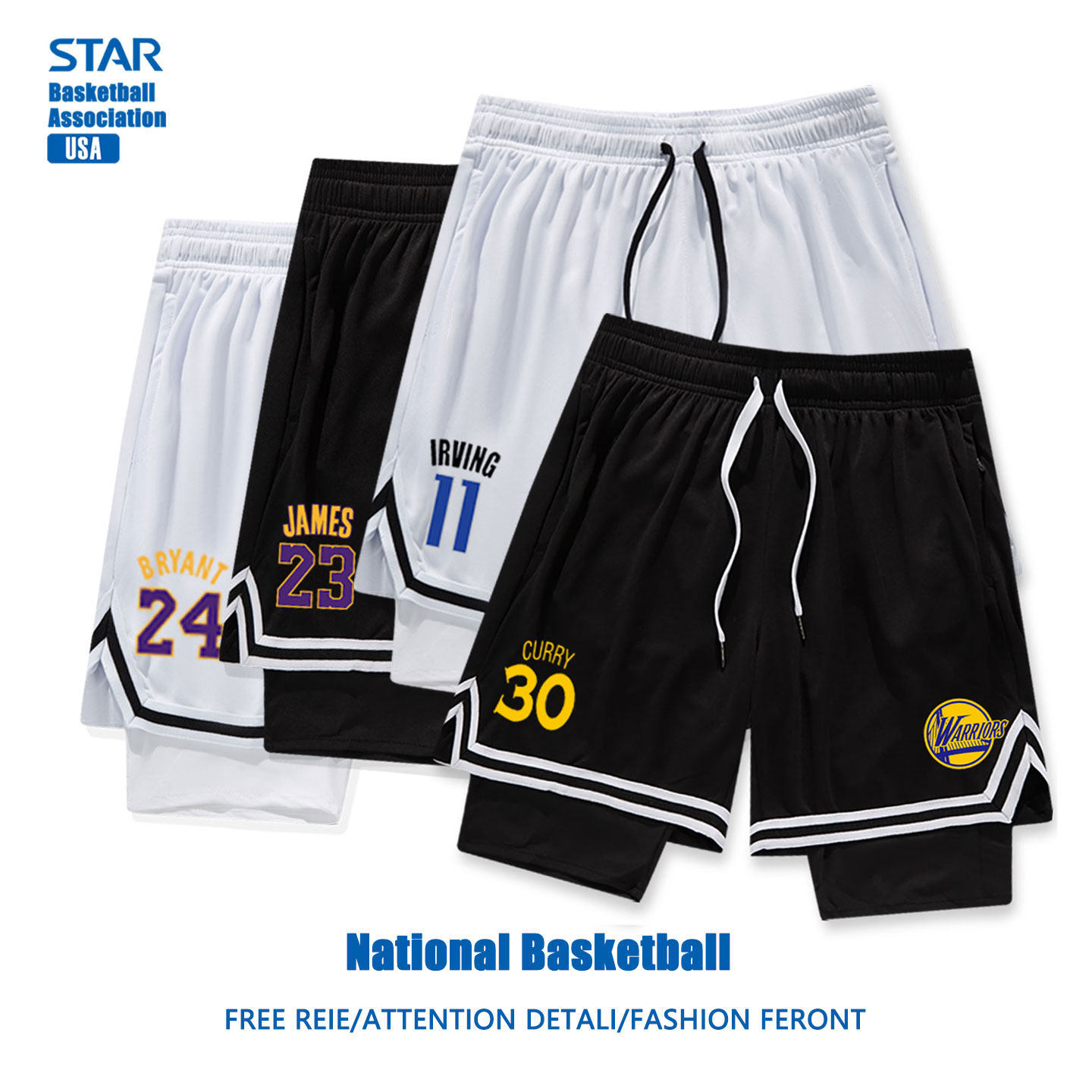Баскетбольные штаны American Curry Owen, трикотажные изделия, спортивные штаны для игры в мяч, мужские шорты, поддельные двухсекционные детские юношеские спортивные тренировочные брюки