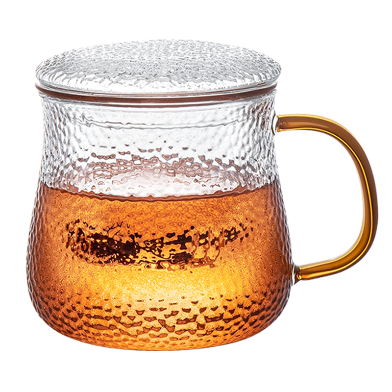 Memory pot tea hammer pattern glass cup tea cup with handle tea water separation glass teapot filter high temperature color cup