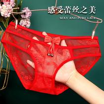 2023 Summer new light and thin breathable triangle briefs female high face value lace embroidered shorts sexy glamorous