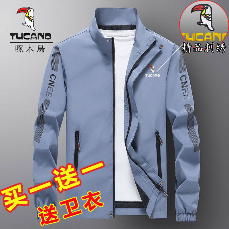 Осенне-зимняя куртка Woodpecker, мужская повседневная ветровка с воротником-стойкой для молодых и средних лет, мужская свободная зимняя куртка с бархатным верхом