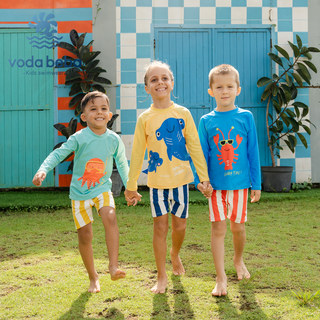 vodabeba 儿童泳衣男童宝宝分体泳装游泳衣海边沙滩防晒衣长袖