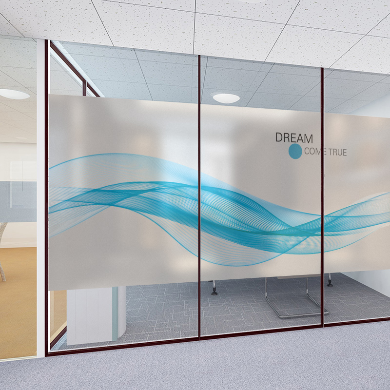 Floating fashion line type company Commercial frosted glass sticker Office meeting room hall glass film customization