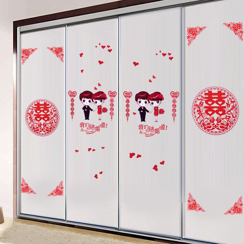 Wedding Wardrobe Door Stickler Stickler Wedding WEDDING SUIT STATIC STICKER CLOSET WEDDING ROOM PLACEMENT WALL STICKLER NEW HOUSE DRESS