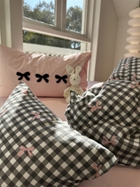 Black powder bow ) Four cotton packs in sweet girl bed linen suit