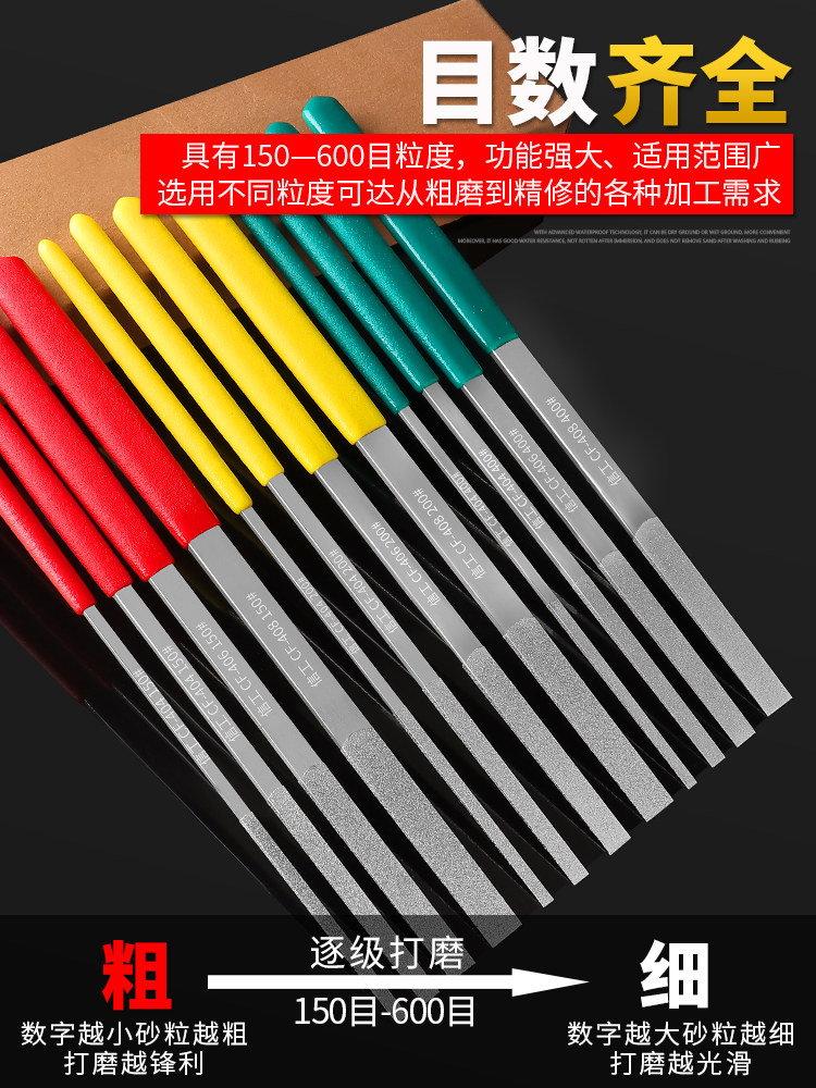 Diamond Flat and Oblique File Set 600 Mesh Diamond Fine Sand 200 Mesh 150 Flat File Cf-400 # Diamond Grinding Wheel