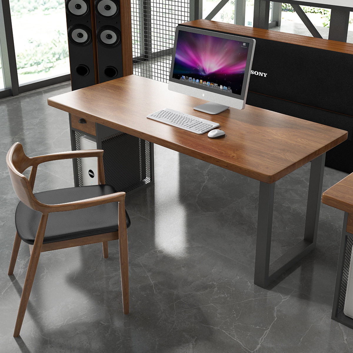 Solid wood computer desk Desktop household double table Simple office staff desk