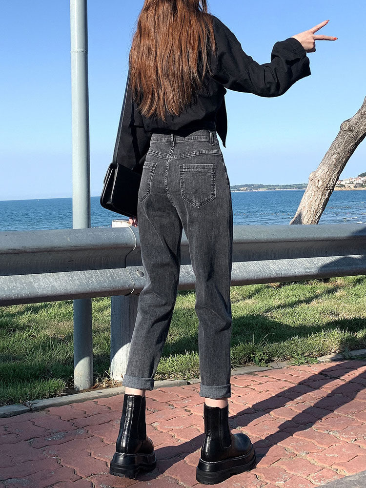 Old Daddy Haren Jeans Woman Autumn Winter 2022 New High Waist Straight Cylinder Slim Loose With Big Size Fat Mm Robe Pants