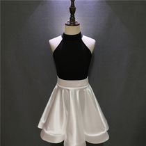 Latin clothing childrens womens new summer practice costumes to perform girls Latin dance dresses Split Mesh Red Specialty