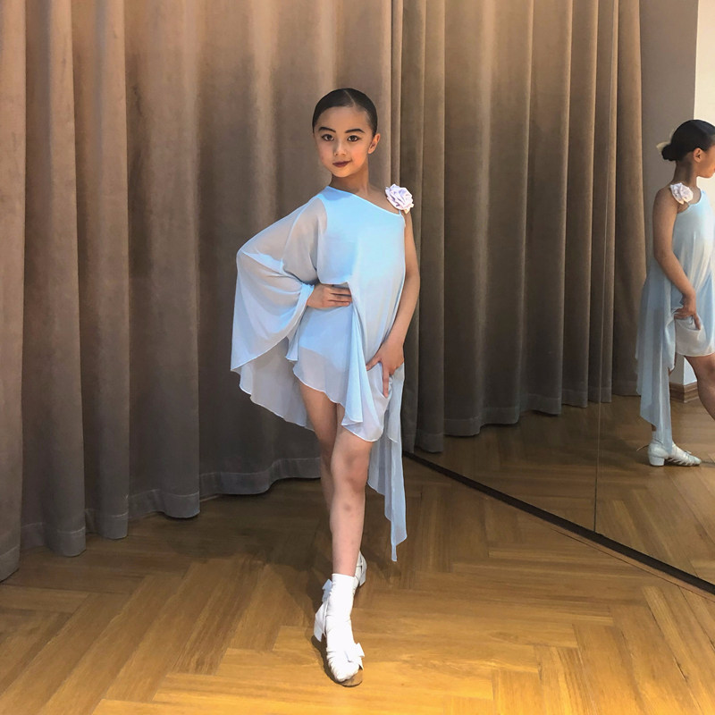 Latin Dance Girls Show Summer Blue Hanging New Connection Lumba Competition Costume
