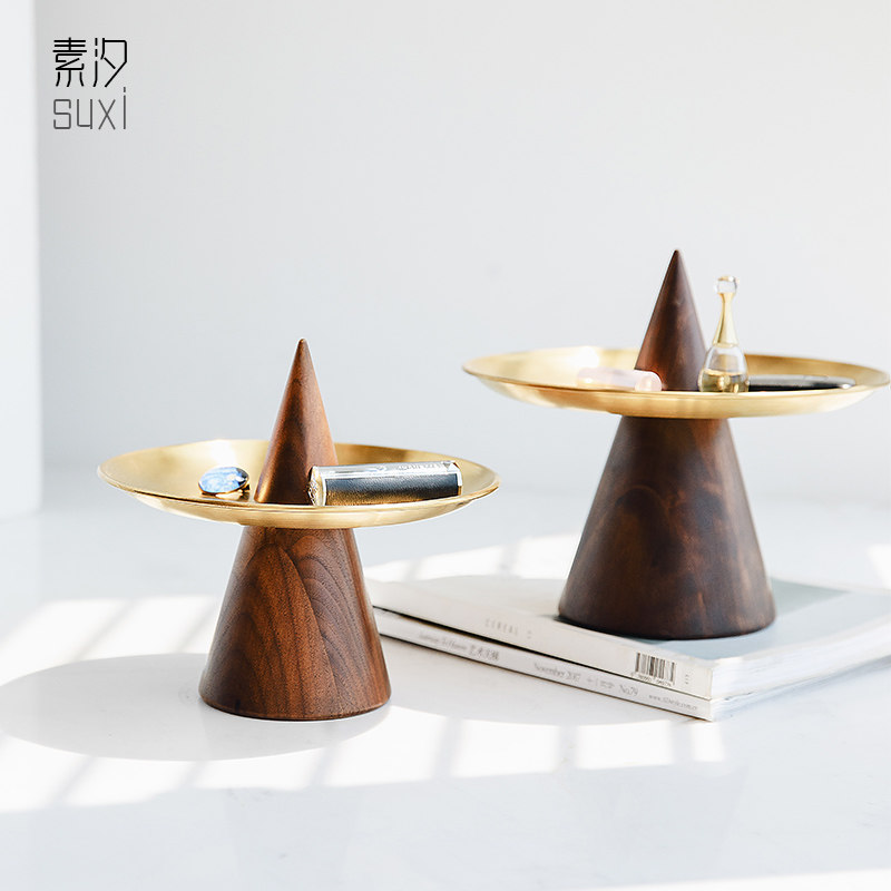 Creative solid wood entrance key storage ornaments Door shelf Living room desktop sundries box Jewelry storage tray