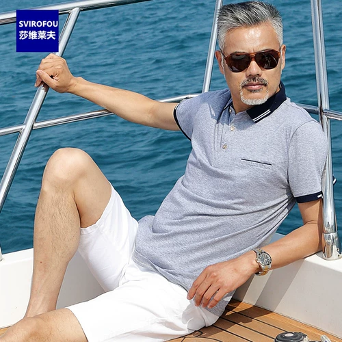 Хлопковая летняя одежда, футболка с коротким рукавом, футболка polo, для мужчины среднего возраста, 40-50 лет