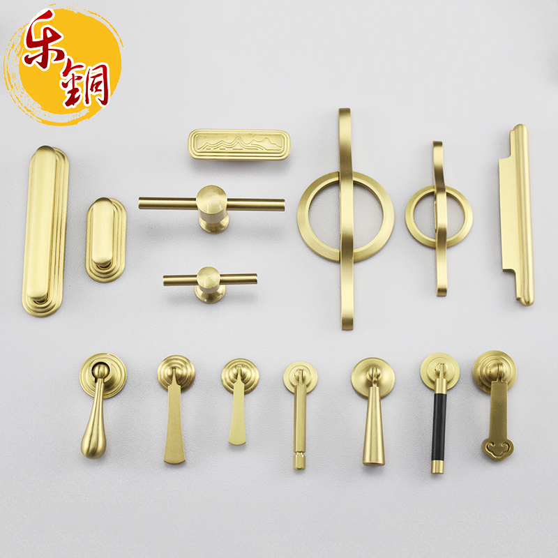 New Chinese style Rising Sun series pure copper handle clothes overall cabinet door handle wardrobe antique single hole old-fashioned long handle