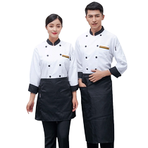 Restaurant chef work clothes long-sleeved mens hotel catering kitchen restaurant custom logo chef autumn and winter clothing chef clothes