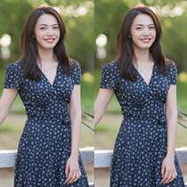 21 Summer New Yao Chen Su Mingyu star same thin waist retro temperament floral dress long