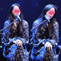 21 Spring and Autumn New Ouyang Nana star with French retro floral spinning printing waist long dress