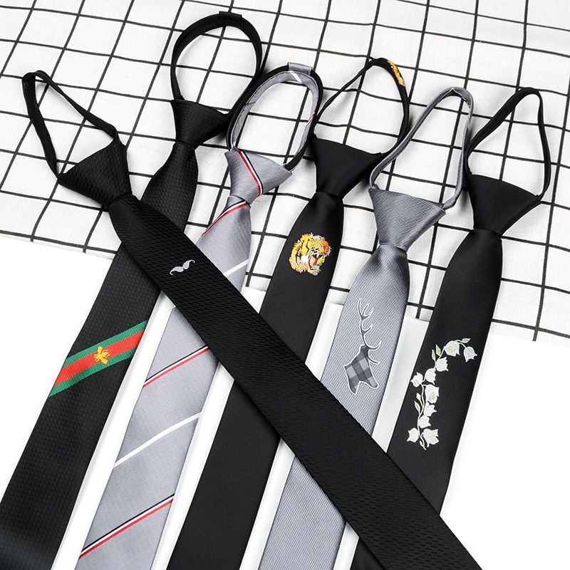 5cm personalized embroidery lazy zipper small tie ins Korean version of the narrow tiger head Japanese jk male and female students tide