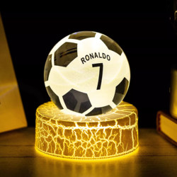 Graduation Season Birthday Gift for Boys Cristiano Ronaldo Messi Football Basketball Crystal Ball Luminous Crystal Ornament Souvenir