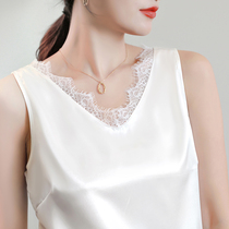 Summer lace harness vest female inner lap silk satin ice silk suit Sexy satire bottom beauty back outside wearing damp