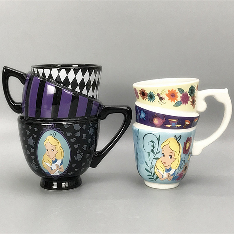 New Alice in Wonderland Water Cup, Stackable Cup, Cartoon Personality Three-Layer Ceramic Cup, Coffee Cup, Mug New Alice in Wonderland Water Cup, Stackable Cup, Cartoon Personality Three-Layer Ceramic Cup, Coffee Cup, Mug